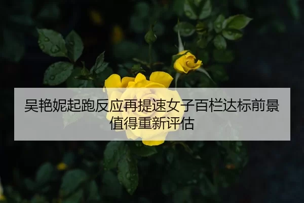 吴艳妮起跑反应再提速女子百栏达标前景值得重新评估